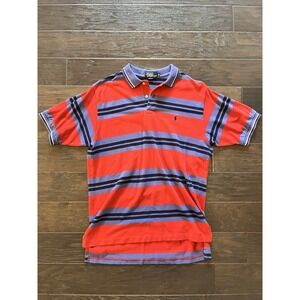 Polo Ralph Lauren Polo Shirt‎ Mens XL Red Striped Short Sleeve Pony Logo